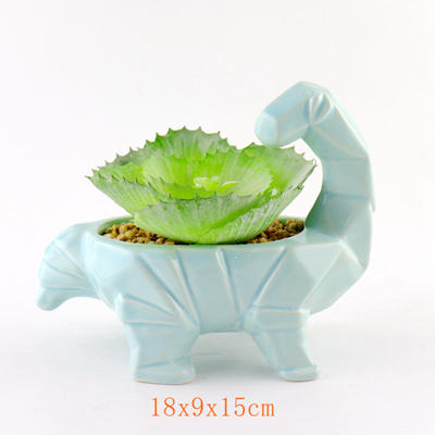 Ceramic Dinosaur Blue Origami Mini Plant Pots