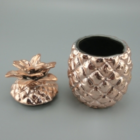Rose Gold Ceramic Pineapple Storage Jar