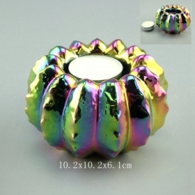 Rainbow Plating Finish Ceramic Candle Holder