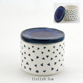 Ceramic Trinket Decorative Box with Semi-Precious Stone Lid
