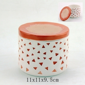 Ceramic Trinket Decorative Box with Semi-Precious Stone Lid