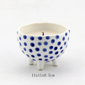 Ceramic Blue Dotty Candle Holder