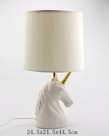 White Ceramic Unicorn Table Lamp