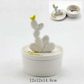 Ceramic Cactus Ring Holder with Container