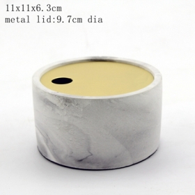 Marble Effect Concrete Box with Gold Metal Lid