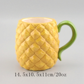 Gold Handle Ceramic Pineapple Mug