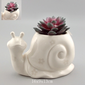 Home deco ceramic snail planter flower pattern paint