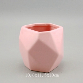 Pink ceramic faceted succulent planter