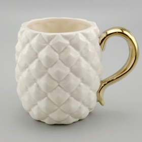 Gold Handle Ceramic Pineapple Mug