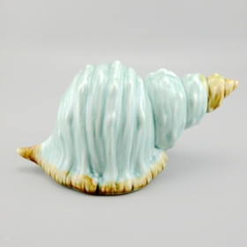 Turquoise ceramic green seashell figurine