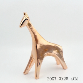 Rose gold ceramic giraffe figurine abstract sillouette