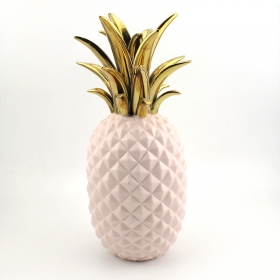Pink electroplating gold pineapple figurine home deco