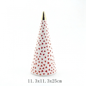 White ceramic christmas tree blue and red