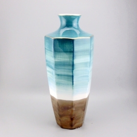 Large ceramic urn vase two tone glaze