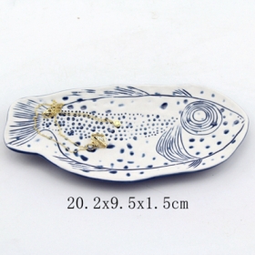 White ceramic fish trinket dish pen holder