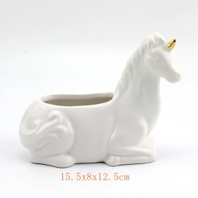 white ceramic unicorn figurine piggy bank planter