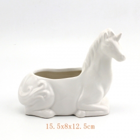 white ceramic unicorn figurine piggy bank planter