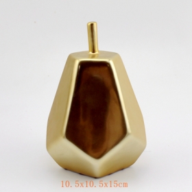 Metallic matt gold ceramic pear figurine gift