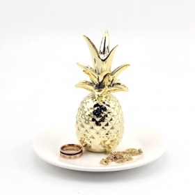 Gold Ceramic Pineapple Trinket Dish Gift