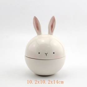 White Ceramic Bunny Rabbit Jewelry Trinket Box
