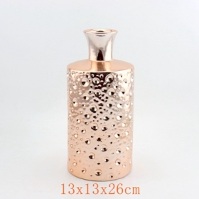 Tall Rose Gold Crater Vase