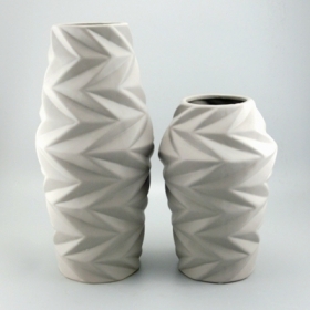 Tall Grey Angular Ceramic Flower Vase