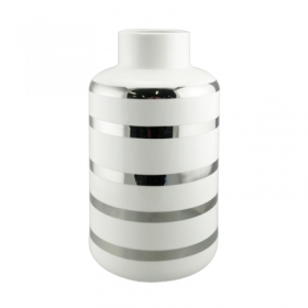 Mordern White And Electroplating Silver Striped Vase