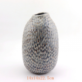 Large Oval Ceramic Vase Blue Antique