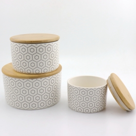 Tea Coffee And Sugar Canisters Set of 3 with Bamboo Lid