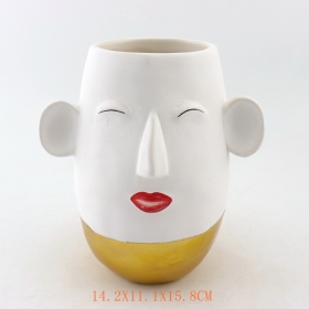 Large Face Planter Gold and Pink