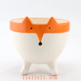 Ceramic Fox Face Pot Footed Fox Pot