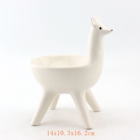 China White Ceramic Llama Planter