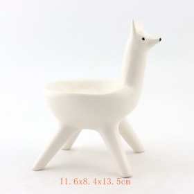 China White Ceramic Llama Planter