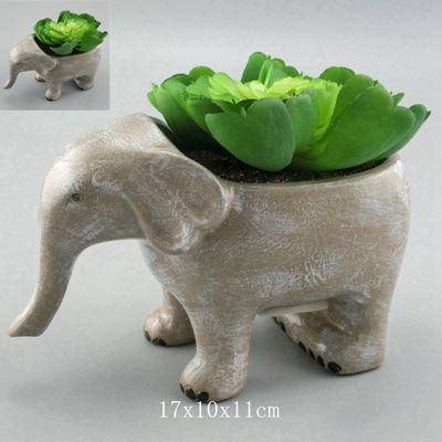 Ceramic Elephant Grey Succulent Planter