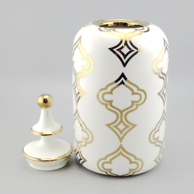 Cream and Gold Privilege 79048 Ceramic Jar with Lid Large 