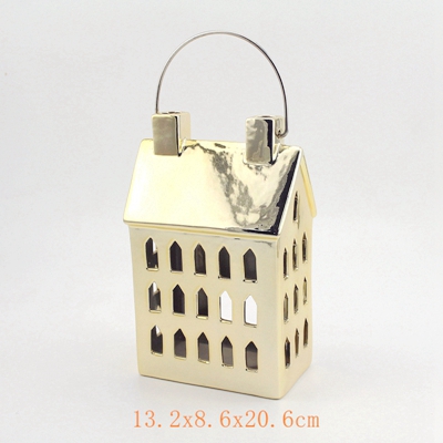 white ceramic house tealight holder