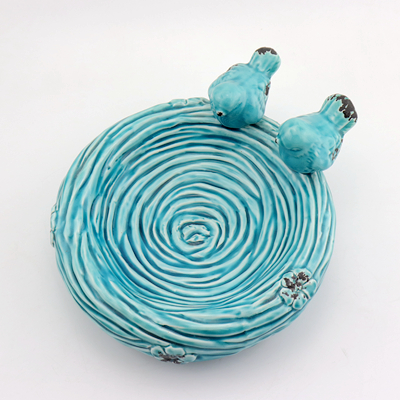 Turquoise Ceramic Bird&nbsp;Bath