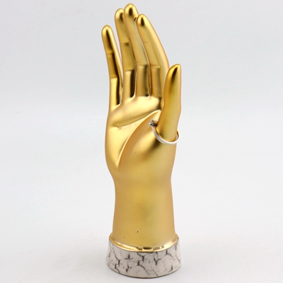 Ceramic Gold Hand Ring Holder Marble Base