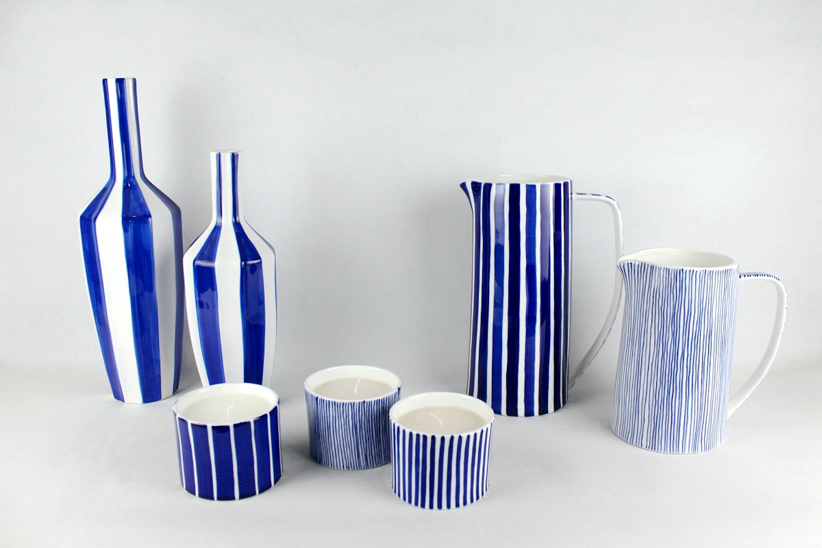 Blue Ceramic Candle Holder with Filled Wax