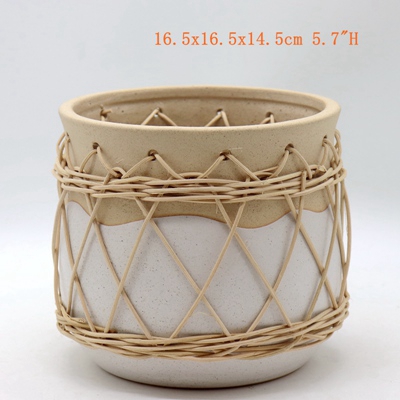 Home Decor Woven Ceramic Pot Planter