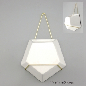 Ceramic Wall Planters with Brass Finish Metal