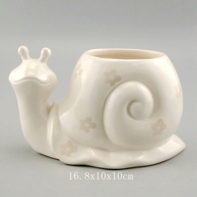 Home deco ceramic snail planter flower pattern paint