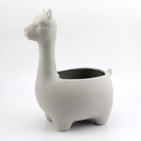 Large white ceramic llama planter