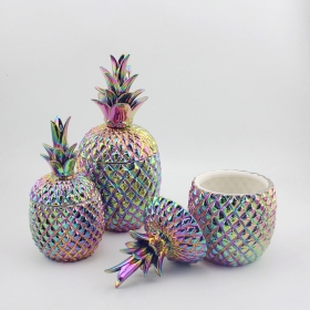 Rainbow Plating Finish Ceramic Pineapple Box
