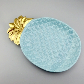 Ceramic Pineapple Fruit Tray Pink Blue