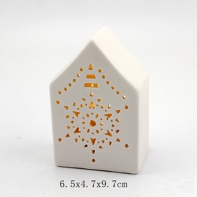 White ceramic christmas houses hollow out with led
