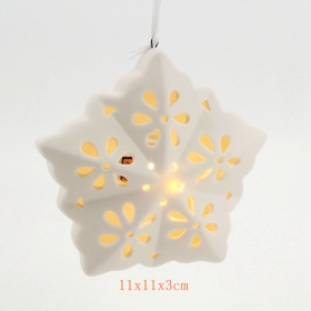 Ceramic christmas tree star bisquie white led light