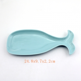 Ceramic whale spoon rest blue