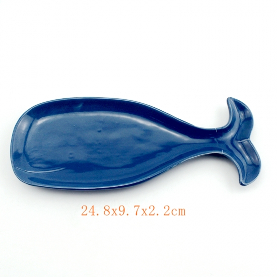 8.5 Inch White Ceramic Whale Shaped Large Spoon Rest 