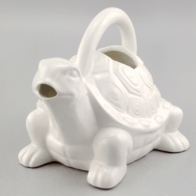 Handmade Tortoise Planter Pitcher White Turtle Ceramic Pitcher